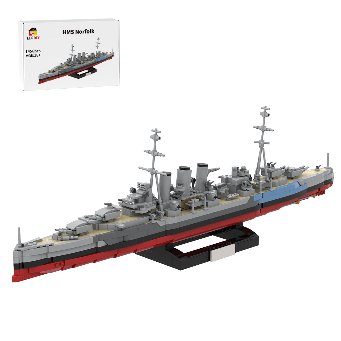 1/300 Scale HMS Norfolk Heavy Cruiser Klemmbausteine