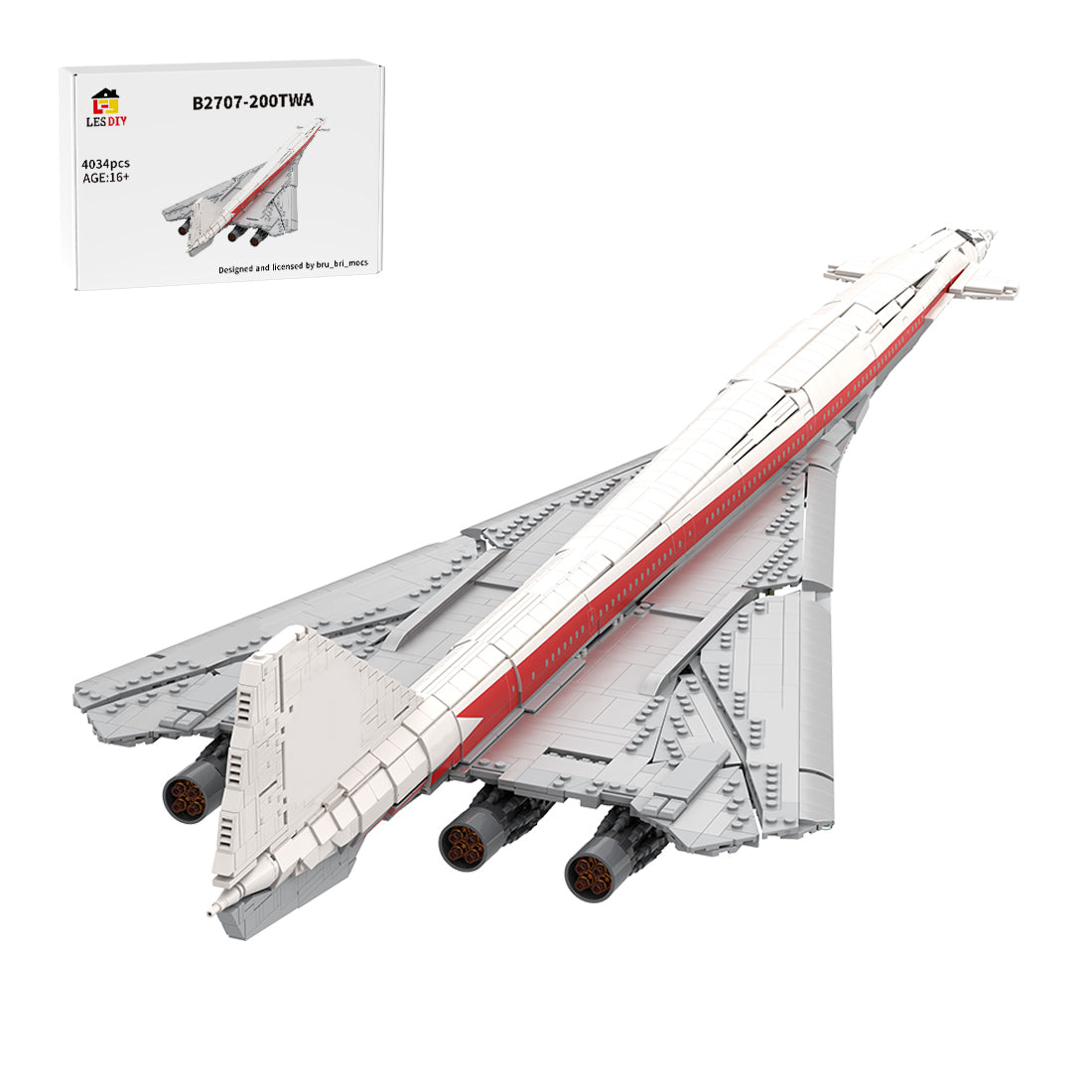 B2707-200 TWA Überschall-Passagierflugzeug 1:80 Klemmbausteine
