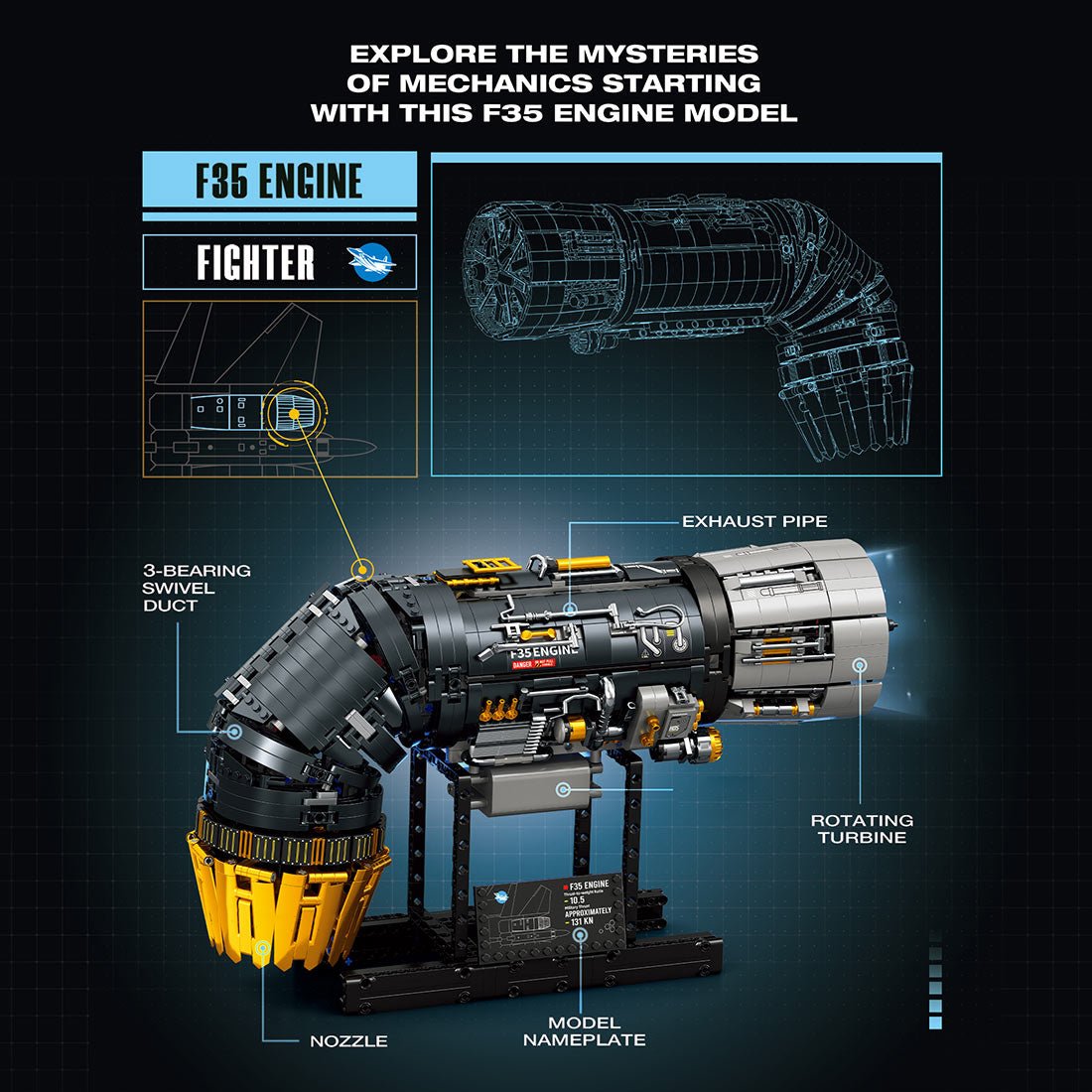 1/17 Scale Simulated Turbofan Engine Klemmbausteine - LesDiy - Klemmbausteine
