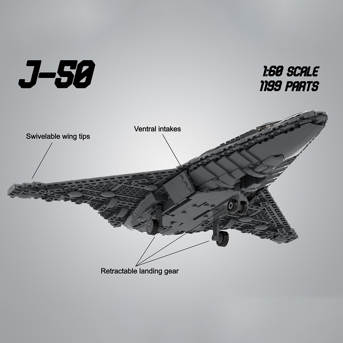 1/60 Scale sixth - generation Aircraft J - 50 Military Klemmbausteine - LesDiy - Klemmbausteine