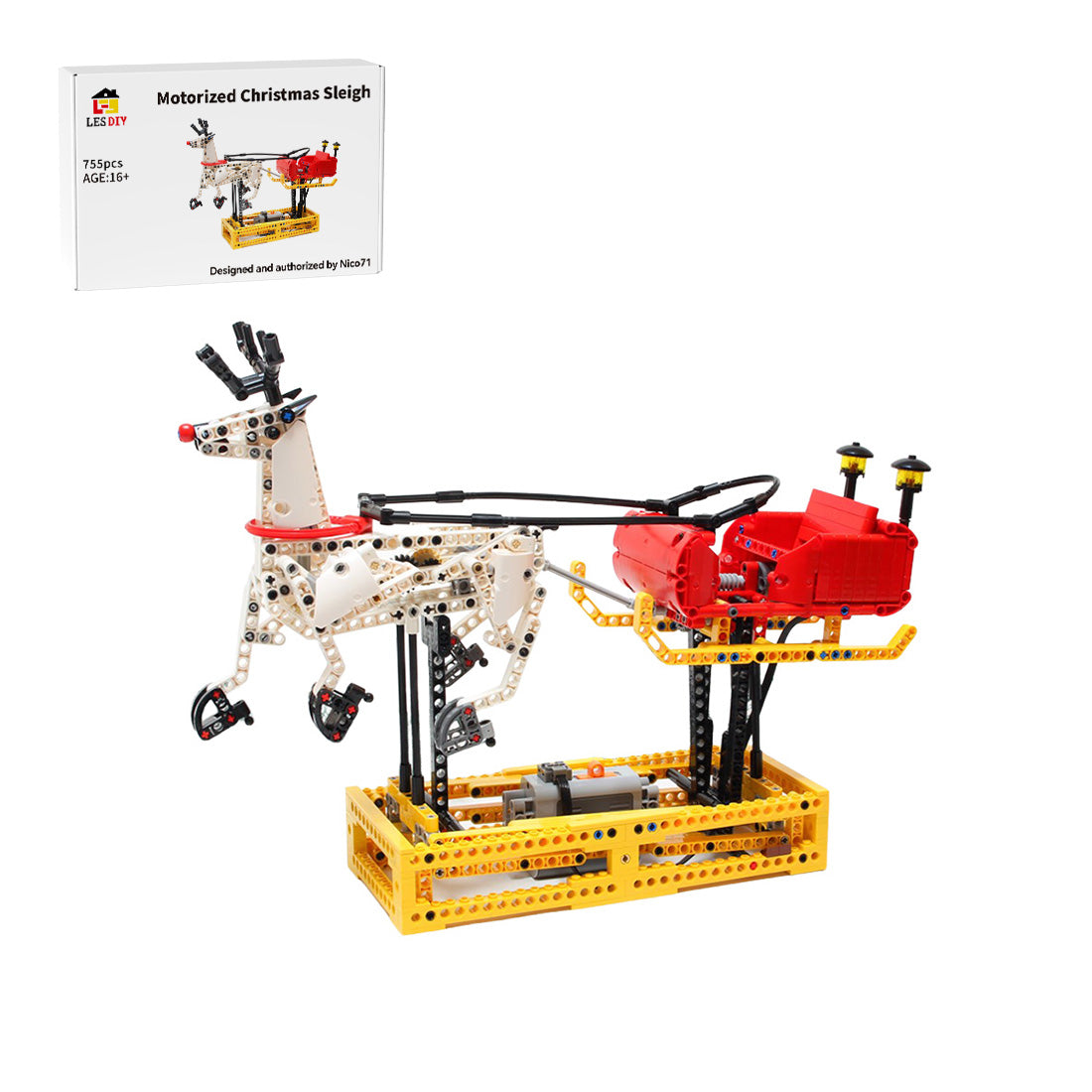 MOC-4121 Weihnachtlicher Weihnachtsmannschlitten Klemmbausteine