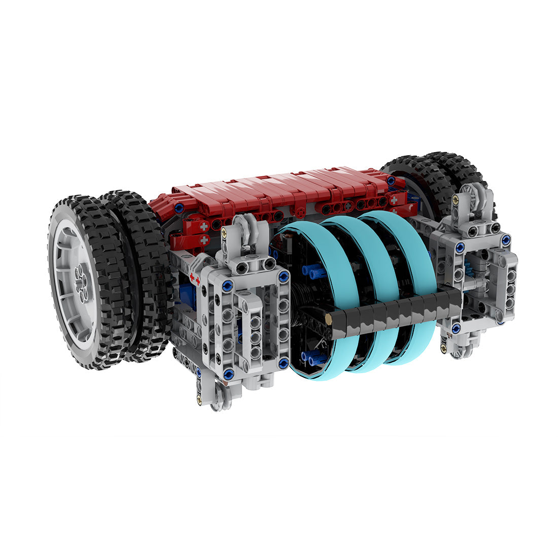 MOC 4WD Mechanical Battle Bot with Gear Drive and Triple Armor Rings Klemmbausteine