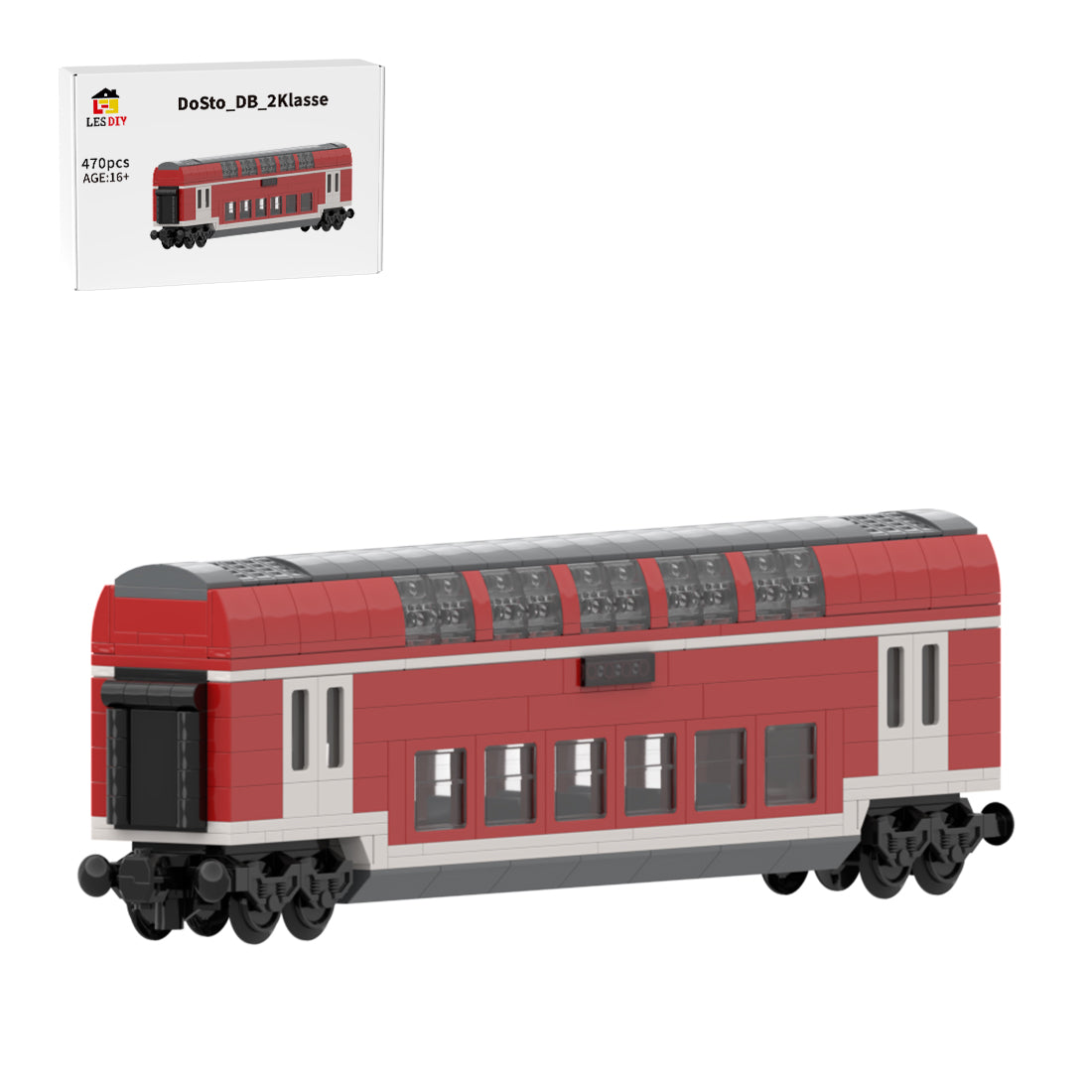 DB Doppelstock-Personenwagen zweiter Klasse Klemmbausteine