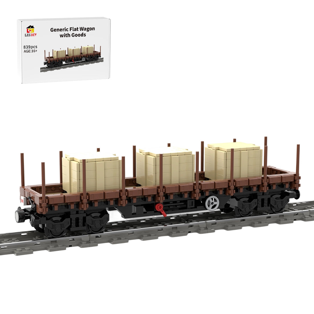 MOC-219158 Universeller Flachwagen mit Ladung Klemmbausteine