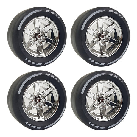 Bedruckter Slick - Reifen im Rennsport, bestehend aus 4 Slick - Reifen und 4 galvanisierten Felgen (4410+15038) - LesDiy -