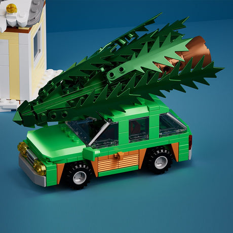 Christmas Holiday Home – Snowy Winter House with Lights, Buses & Sleds Klemmbausteine - LesDiy - Klemmbausteine