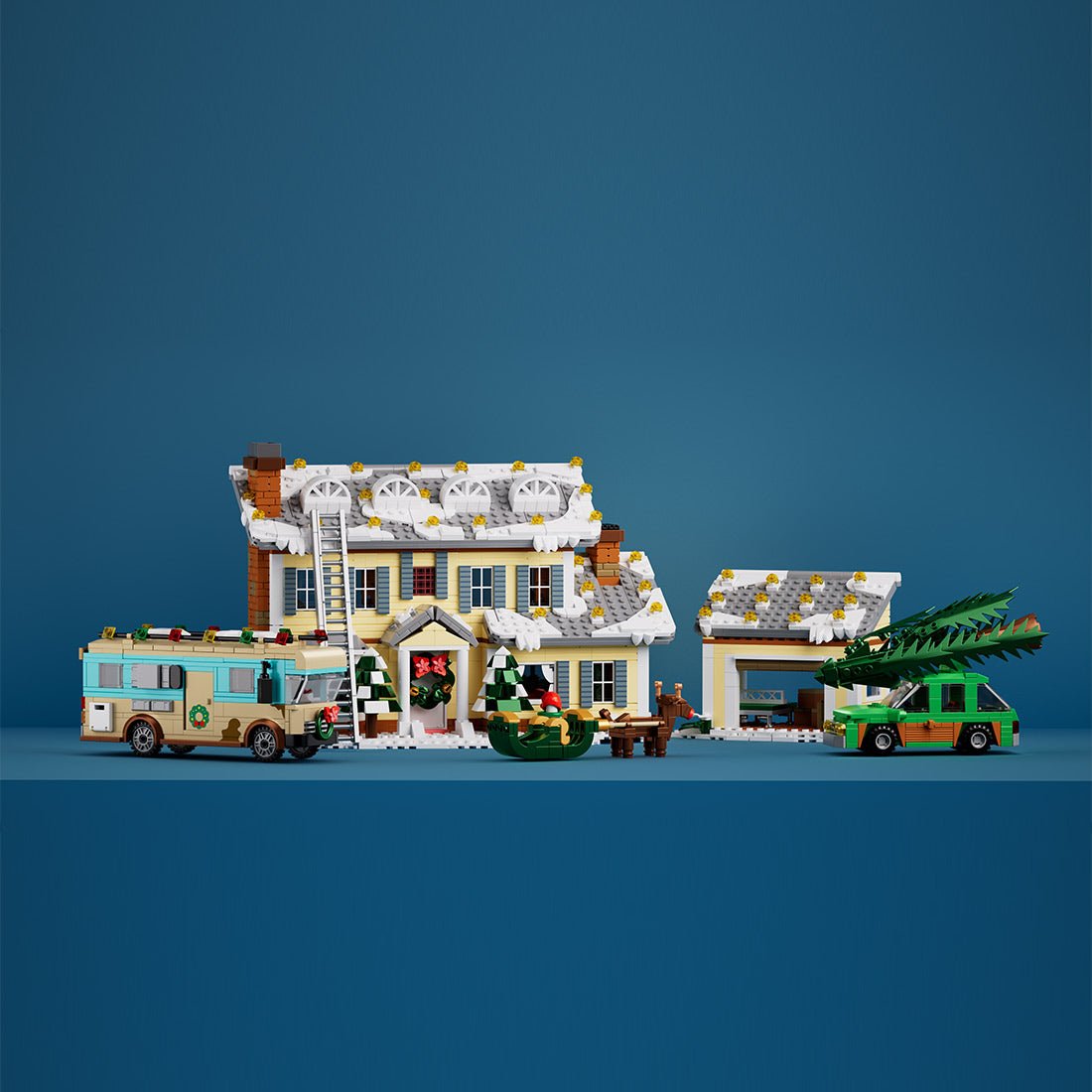 Christmas Holiday Home – Snowy Winter House with Lights, Buses & Sleds Klemmbausteine - LesDiy - Klemmbausteine
