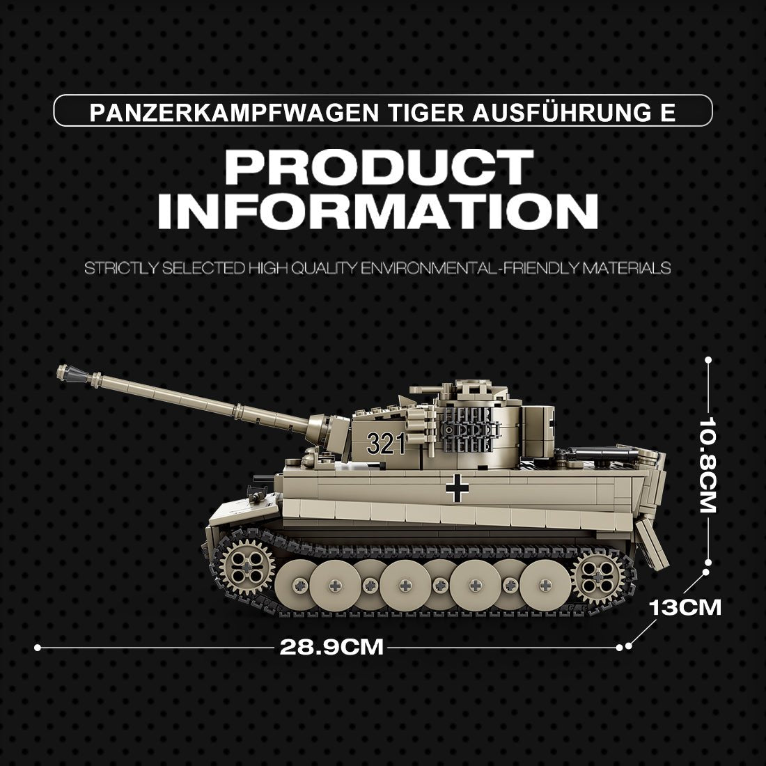 Deutscher Militärpanzer im Maßstab 1/28 Klemmbausteine - LesDiyproduct_type##