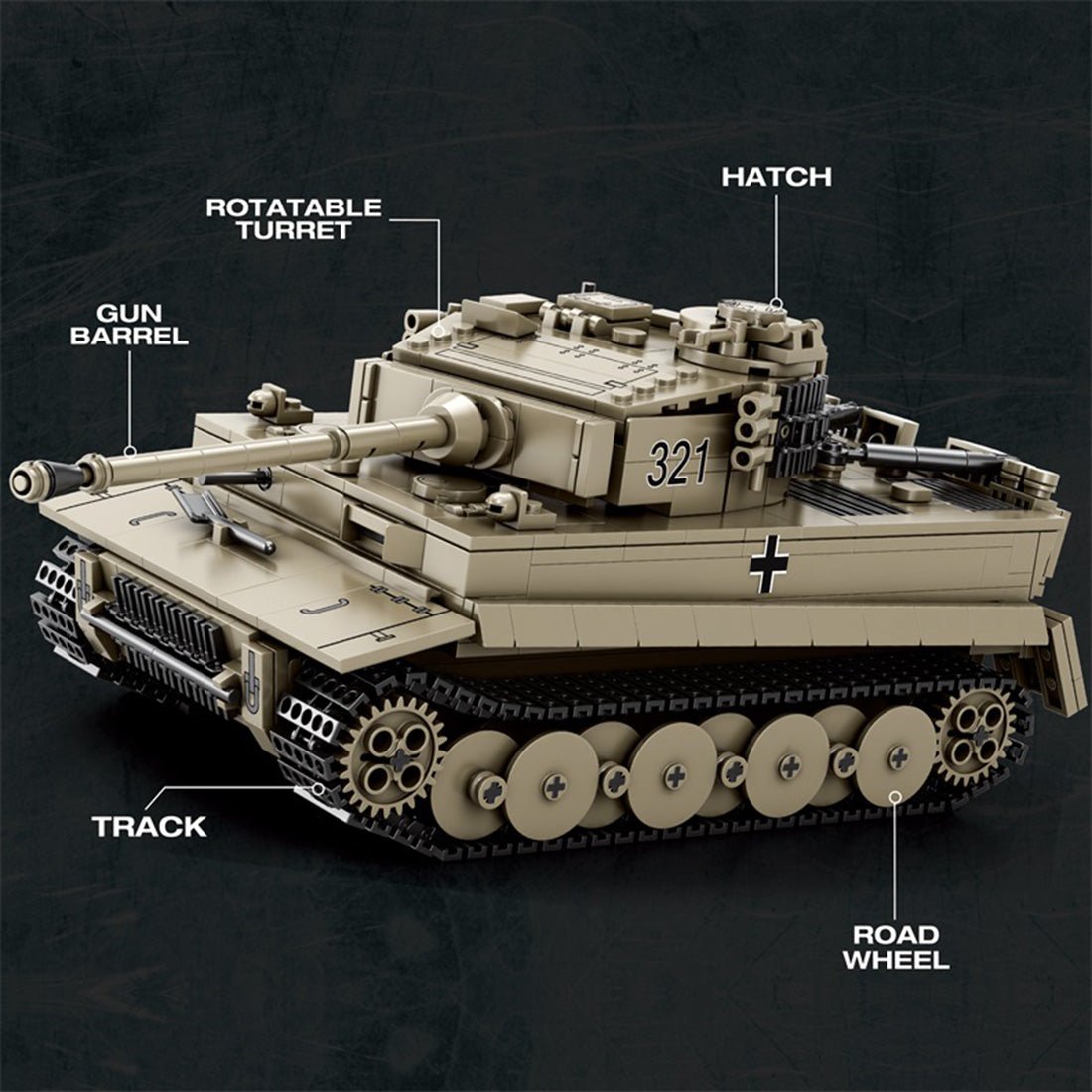 Deutscher Militärpanzer im Maßstab 1/28 Klemmbausteine - LesDiyproduct_type##