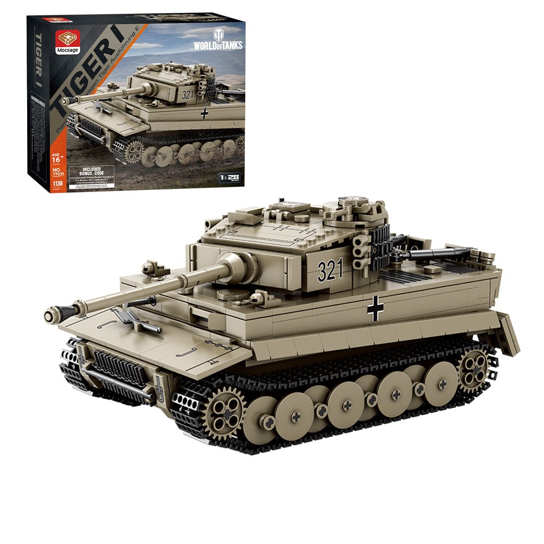 Deutscher Militärpanzer im Maßstab 1/28 Klemmbausteine - LesDiyproduct_type##