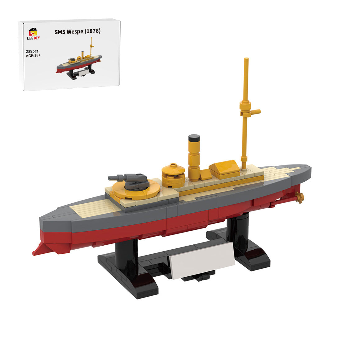1/300 Scale SMS Wespe Armored Warship Klemmbausteine