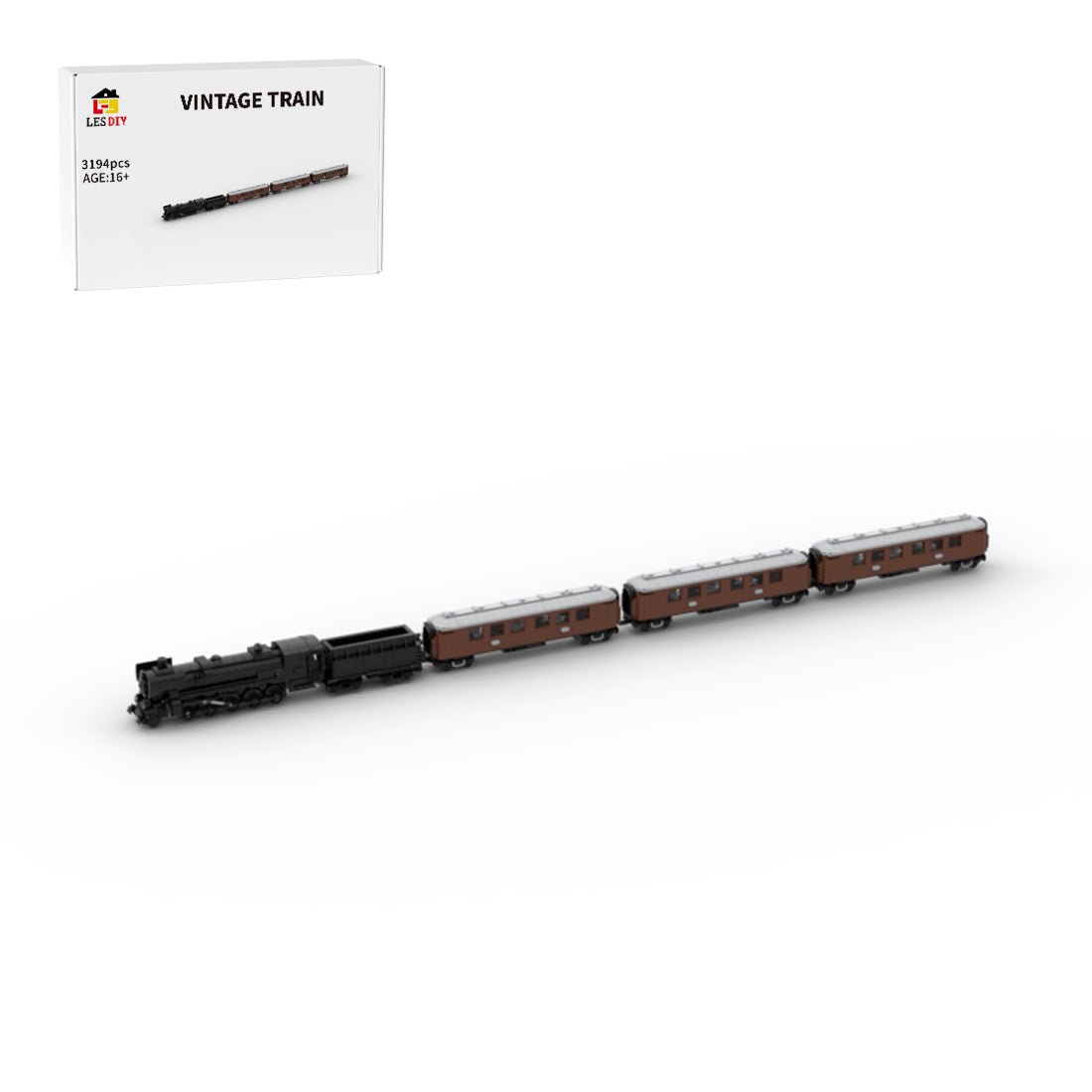 Elegant Vintage Train Historic Locomotive Klemmbausteine - LesDiy - Klemmbausteine