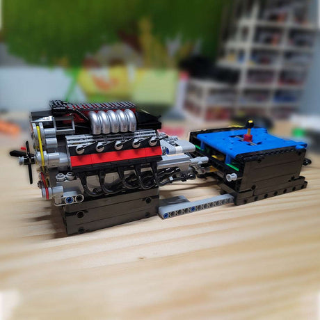 Luftgekühlter V10 - Motor mit Getriebe Klemmbausteine - LesDiy - Klemmbausteine