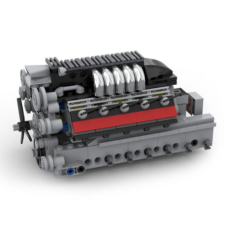 Luftgekühlter V10 - Motor mit Getriebe Klemmbausteine - LesDiy - Klemmbausteine