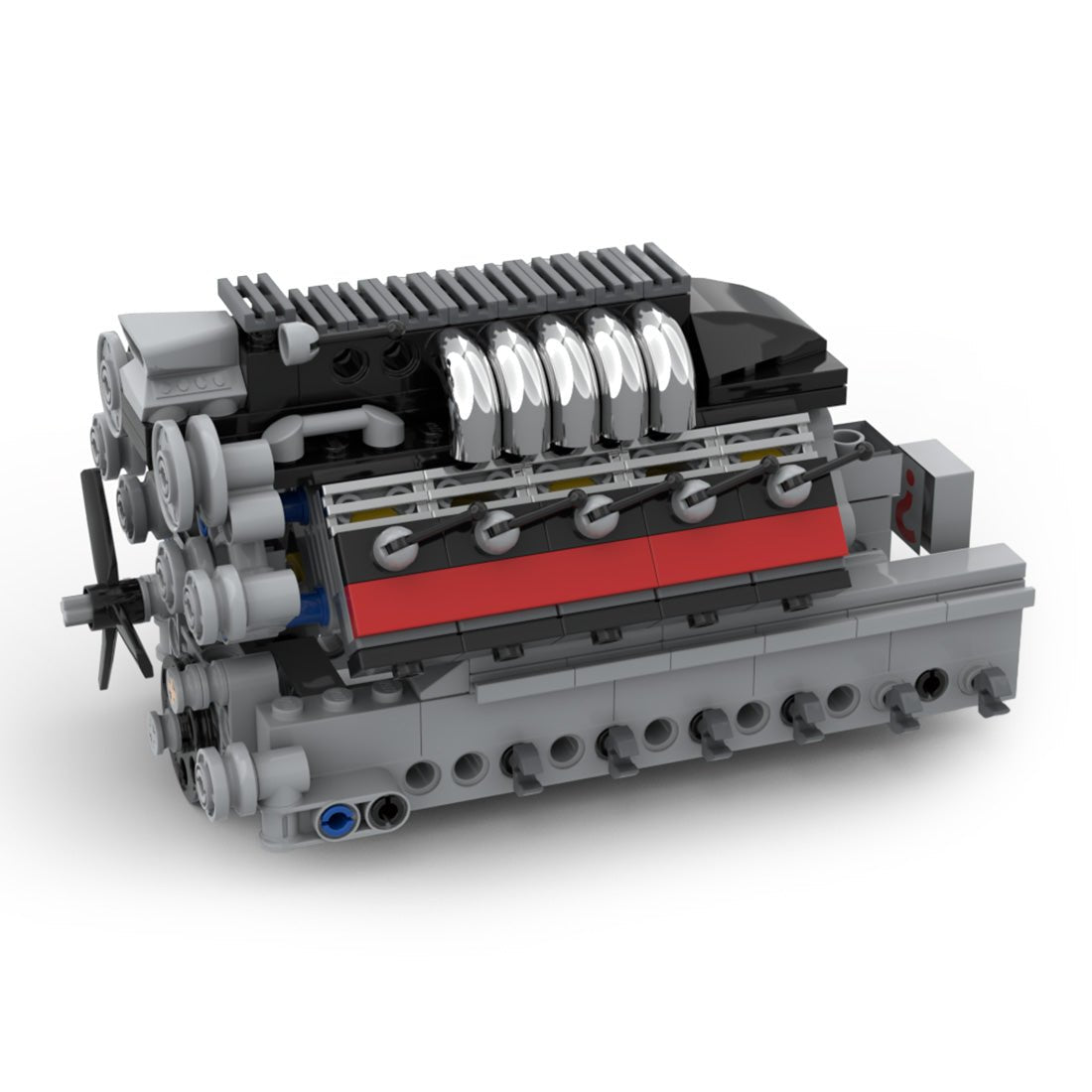 Luftgekühlter V10 - Motor mit Getriebe Klemmbausteine - LesDiy - Klemmbausteine