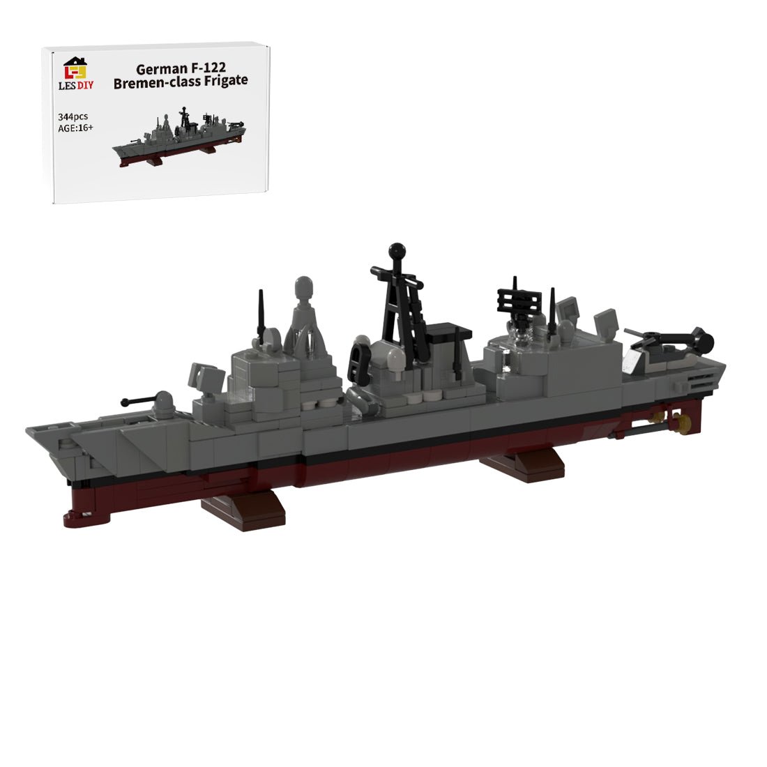 Maßstab 1/485, deutsches Militär - Fregatte F - 122 Bremen - Klasse Klemmbausteine - LesDiy - Klemmbausteine