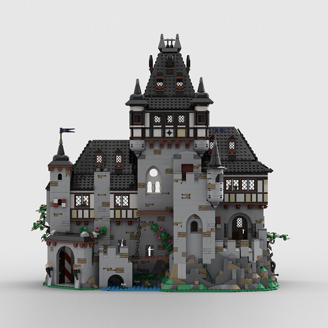 Medieval Castle - with Tower, Drawbridge & Waterwheel Klemmbausteine - LesDiy - Klemmbausteine