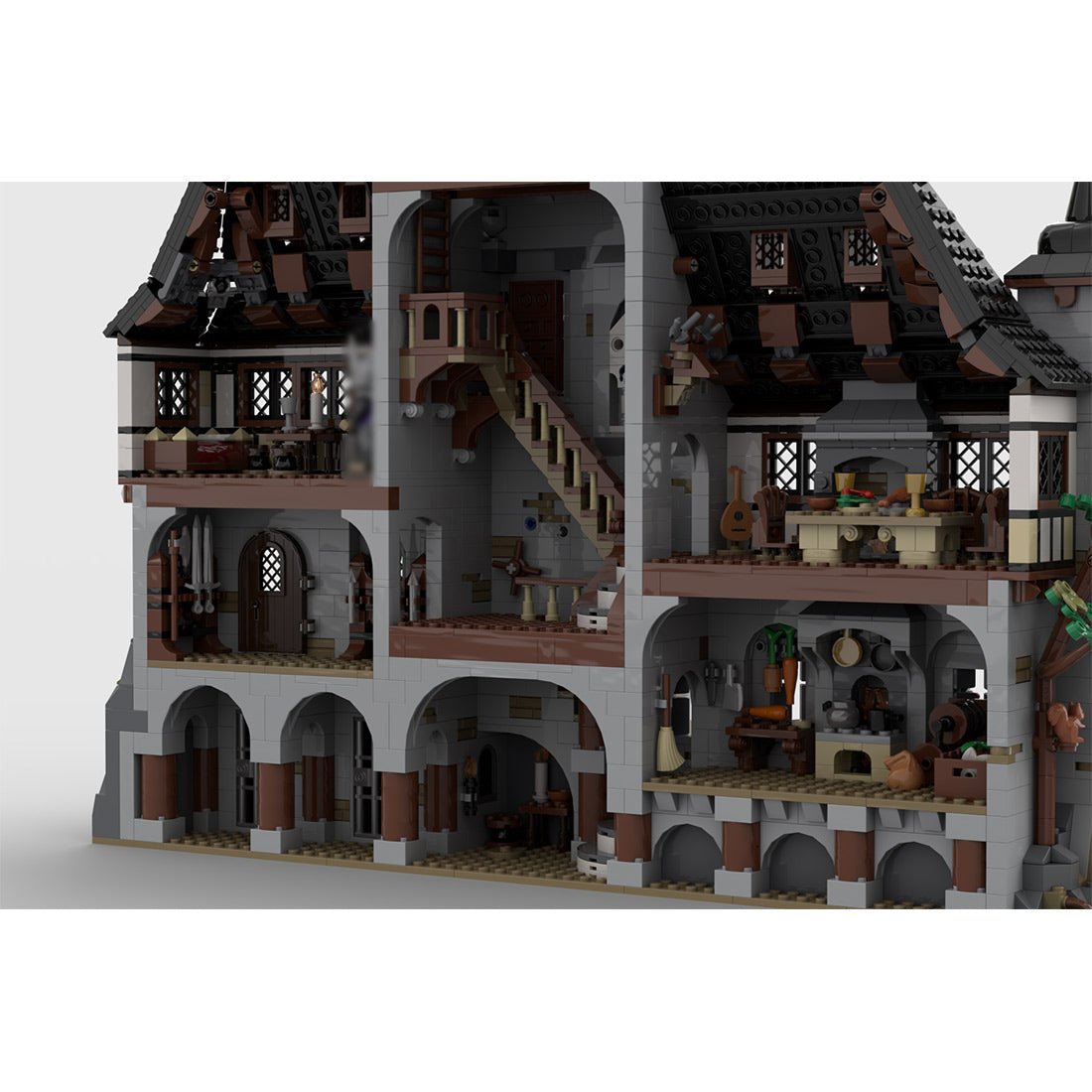 Medieval Castle - with Tower, Drawbridge & Waterwheel Klemmbausteine - LesDiy - Klemmbausteine