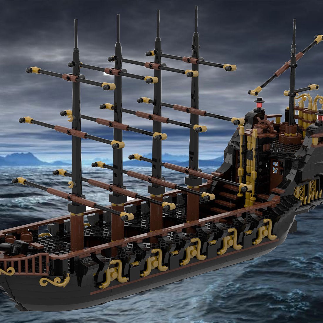 Medieval Golden Pirate Ship Klemmbausteine - LesDiy - Klemmbausteine