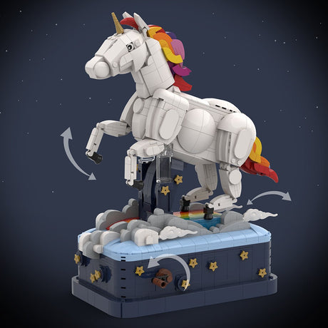 Mit Handkurbel bewegliches Einhorn Klemmbausteine - LesDiy - Klemmbausteine