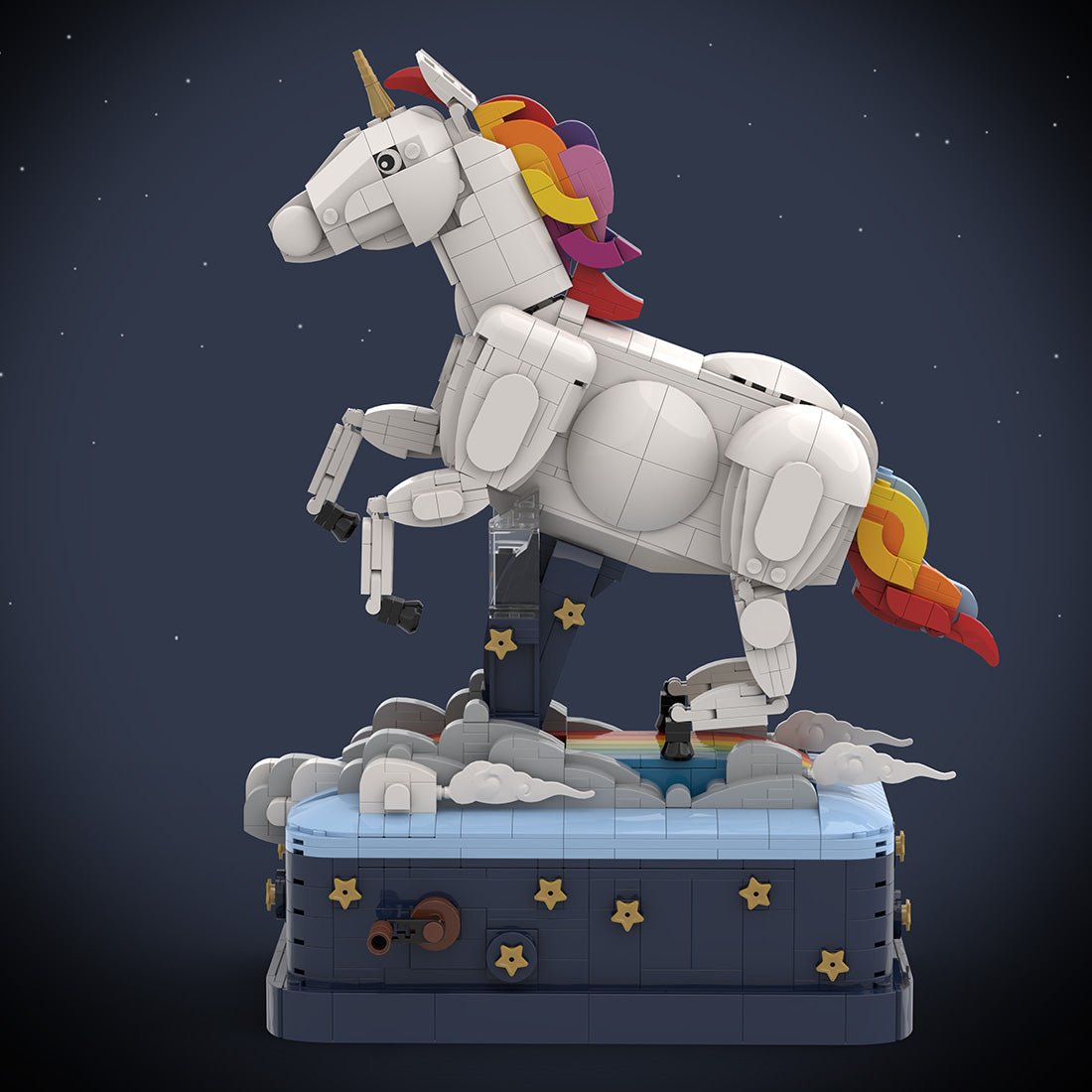 Mit Handkurbel bewegliches Einhorn Klemmbausteine - LesDiy - Klemmbausteine