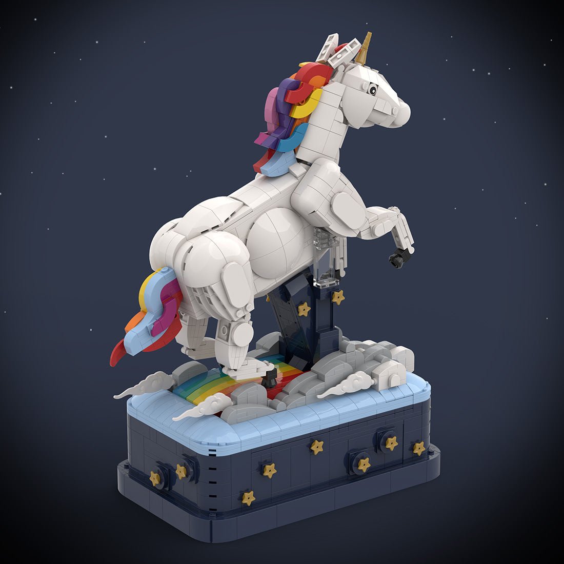 Mit Handkurbel bewegliches Einhorn Klemmbausteine - LesDiy - Klemmbausteine