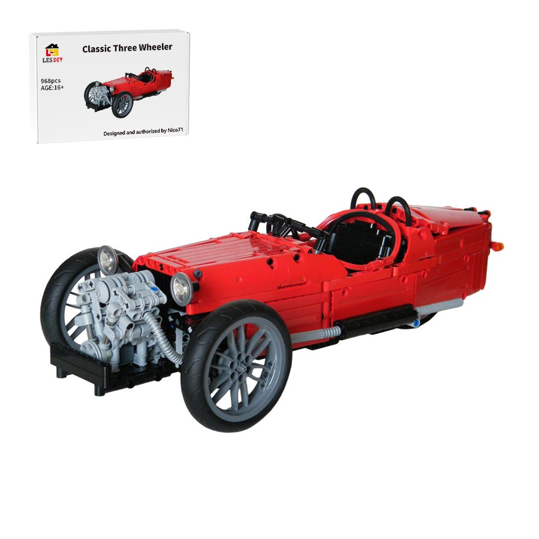 MOC-0035 Morgan Three Wheeler Klemmbausteine-LesDiy-Klemmbausteine