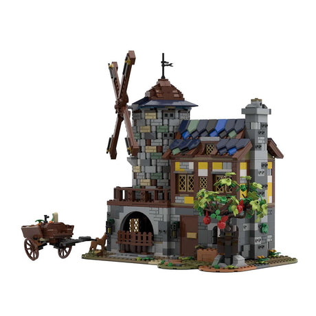 MOC - 131416 Mittelalterliche animierte elektrische Windmühle Klemmbausteine - LesDiy - Klemmbausteine