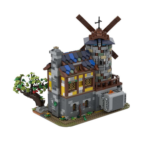MOC - 131416 Mittelalterliche animierte elektrische Windmühle Klemmbausteine - LesDiy - Klemmbausteine