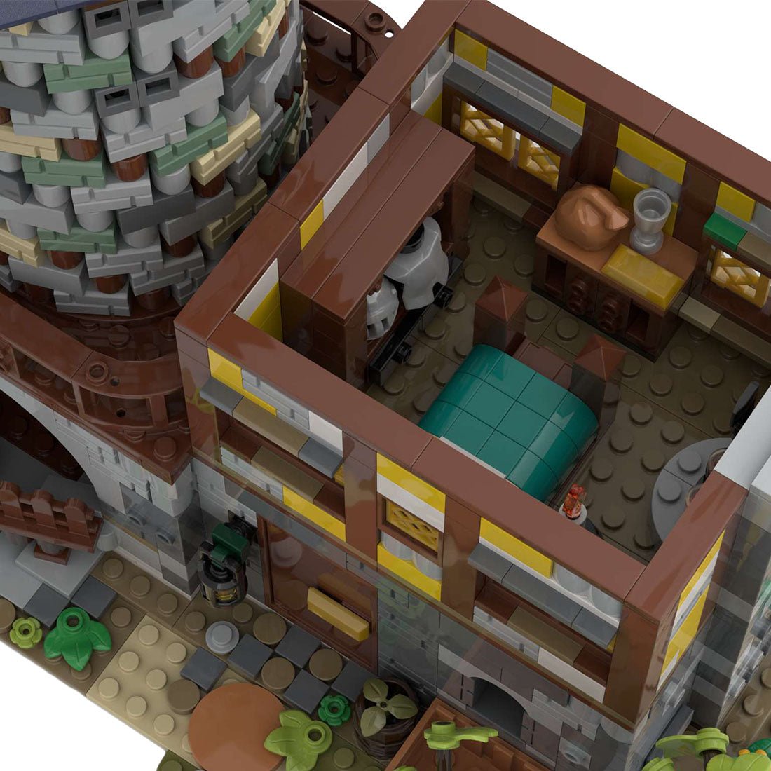 MOC - 131416 Mittelalterliche animierte elektrische Windmühle Klemmbausteine - LesDiy - Klemmbausteine