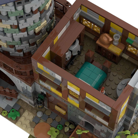 MOC - 131416 Mittelalterliche animierte elektrische Windmühle Klemmbausteine - LesDiy - Klemmbausteine