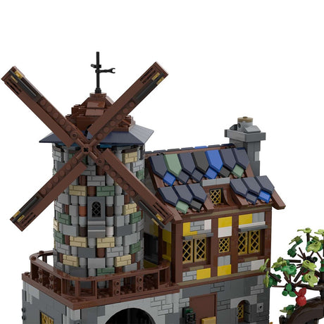 MOC - 131416 Mittelalterliche animierte elektrische Windmühle Klemmbausteine - LesDiy - Klemmbausteine