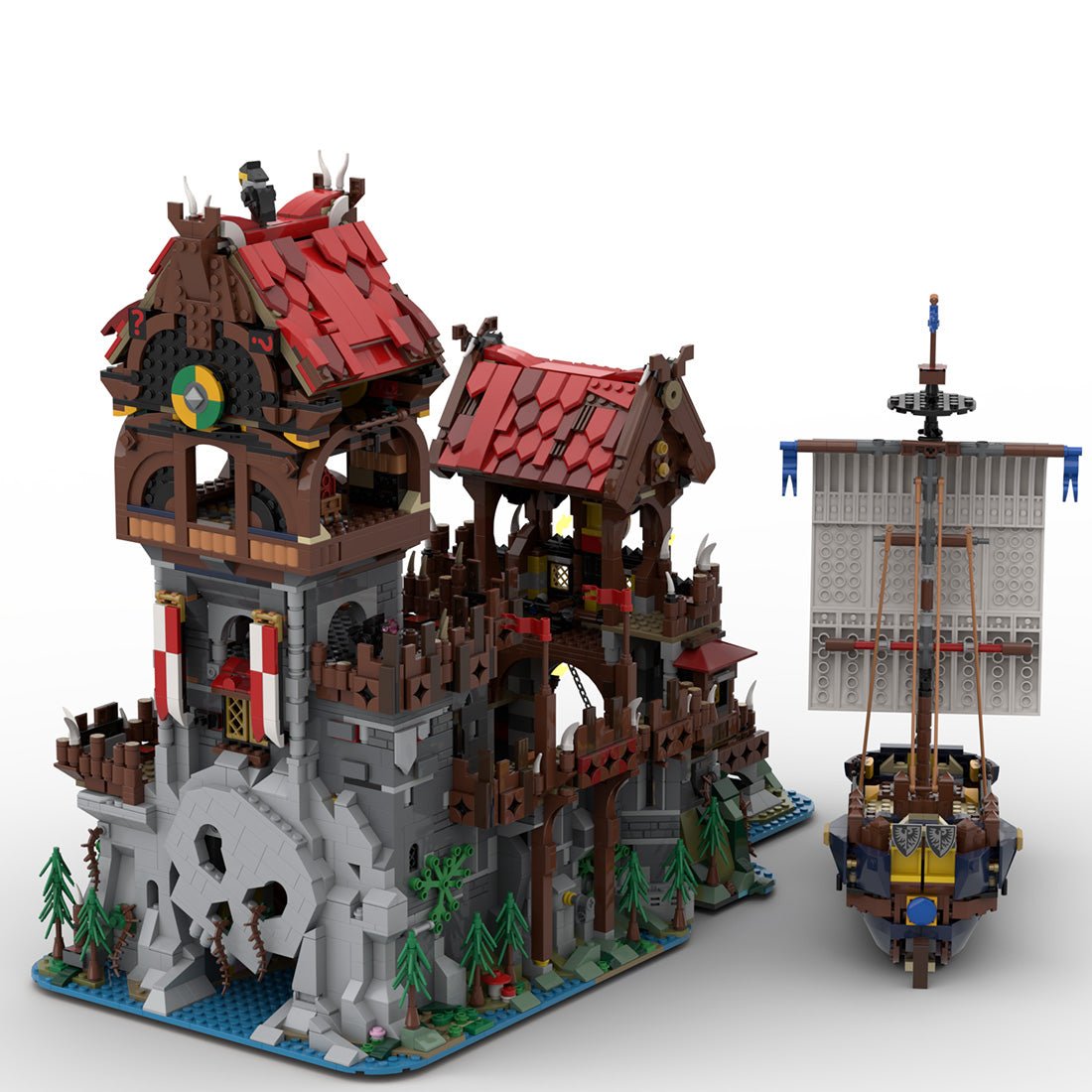 MOC - 136695 Wolfpack Tower & Medieval Ship Klemmbausteine - LesDiy - Klemmbausteine