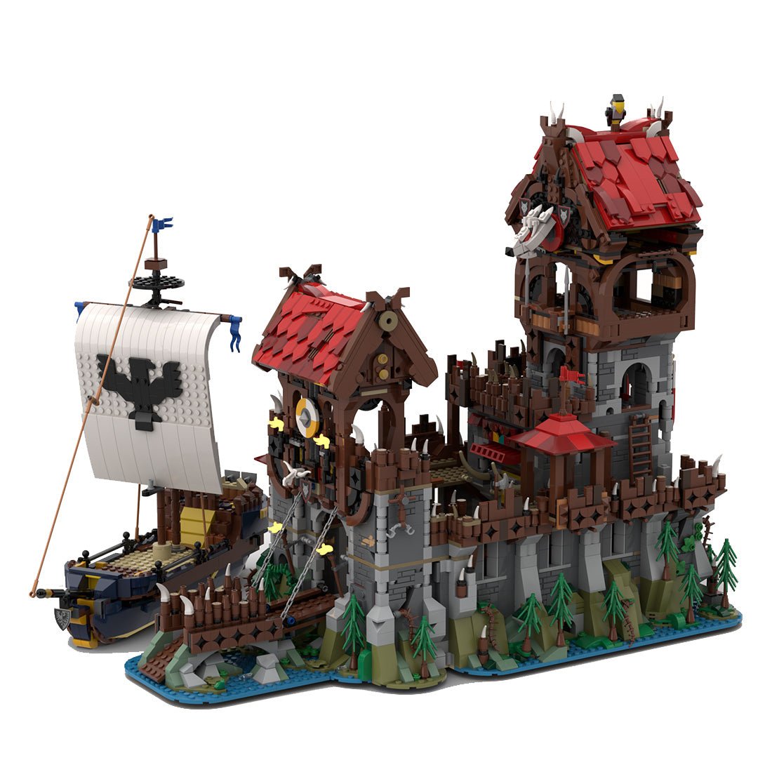 MOC - 136695 Wolfpack Tower & Medieval Ship Klemmbausteine - LesDiy - Klemmbausteine