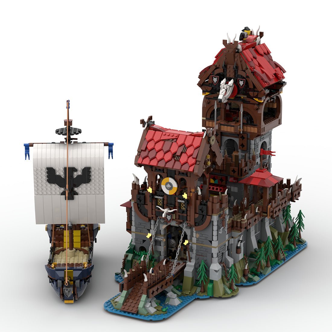 MOC - 136695 Wolfpack Tower & Medieval Ship Klemmbausteine - LesDiy - Klemmbausteine