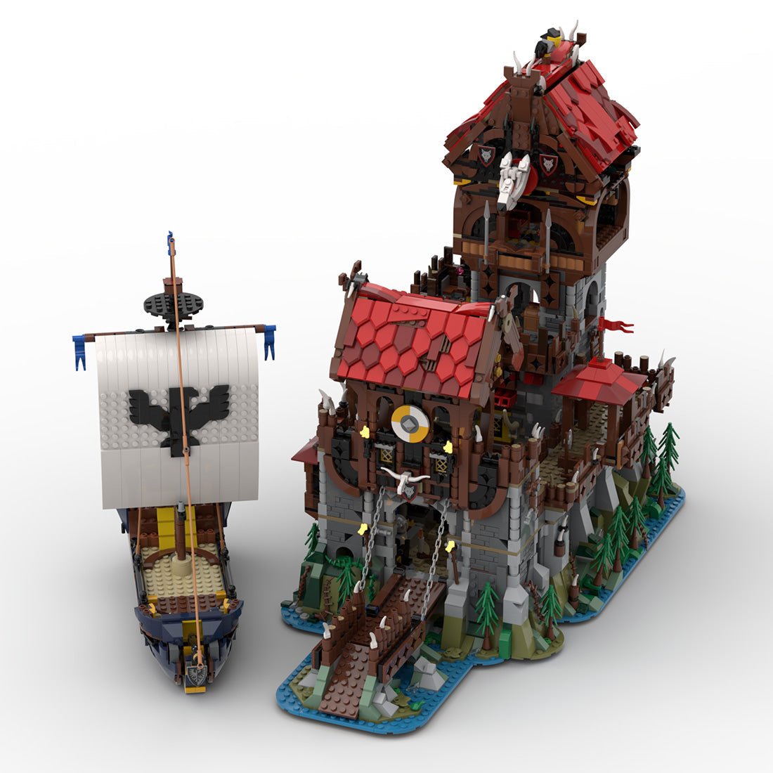MOC - 136695 Wolfpack Tower & Medieval Ship Klemmbausteine - LesDiy - Klemmbausteine