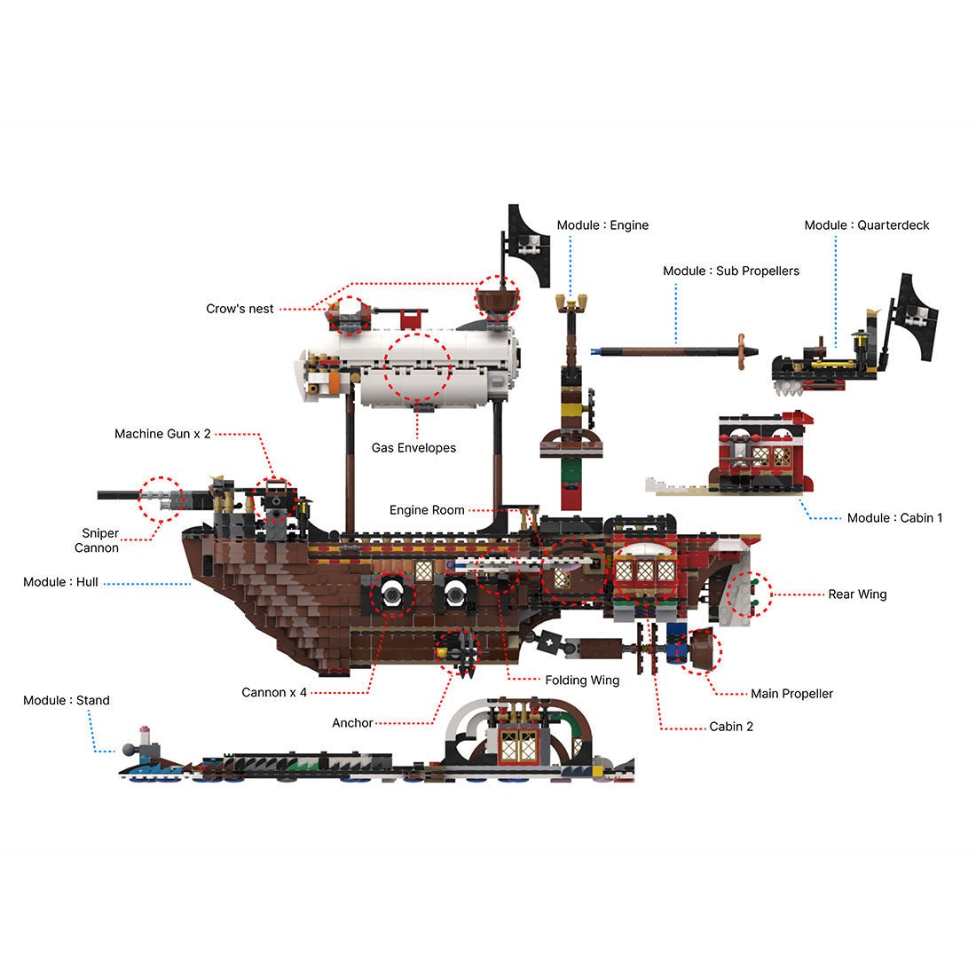 MOC - 141840 Pirates Great Airship Klemmbausteine - LesDiy - Klemmbausteine