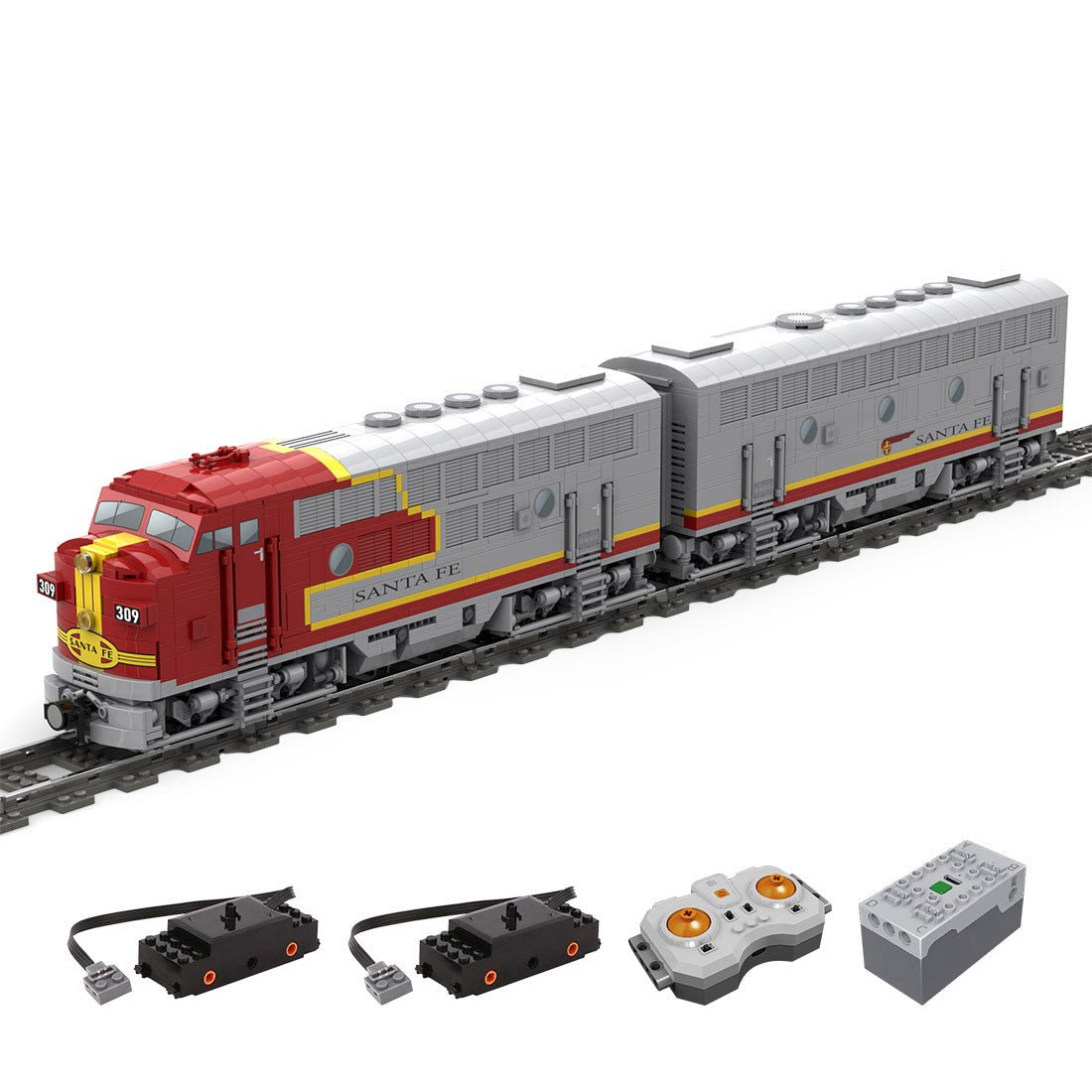 MOC - 160782 Diesel Locomotive EMD F7 Santa Fe Klemmbausteine - LesDiy - Klemmbausteine