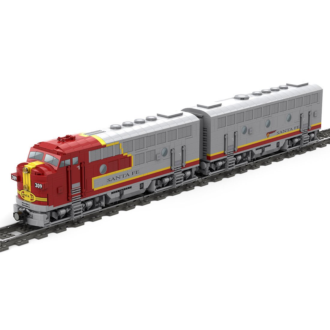 MOC - 160782 Diesel Locomotive EMD F7 Santa Fe Klemmbausteine - LesDiy - Klemmbausteine