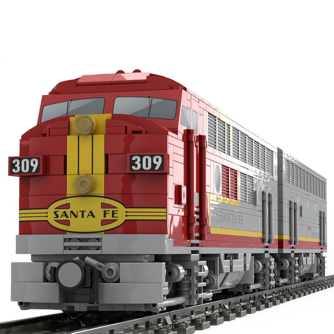 MOC - 160782 Diesel Locomotive EMD F7 Santa Fe Klemmbausteine - LesDiy - Klemmbausteine