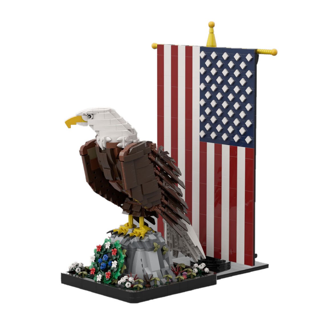 MOC - 161001+MOC - 161100 American Bald Eagle with Flag Klemmbausteine - LesDiy - Klemmbausteine