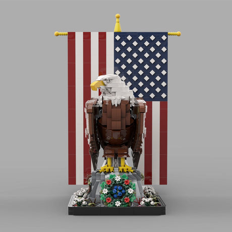 MOC - 161001+MOC - 161100 American Bald Eagle with Flag Klemmbausteine - LesDiy - Klemmbausteine