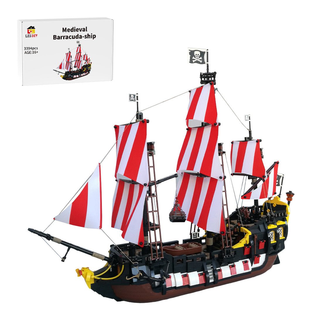 MOC - 166879 Medieval Barracuda - ship Klemmbausteine(ohne Segel) - LesDiy - Klemmbausteine