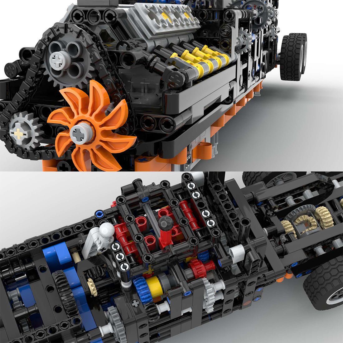 MOC - 179871 MACK T - 310 Achtzylindermotor 12 - Gang - Getriebe (dynamische Version)Klemmbausteine - LesDiy - Klemmbausteine