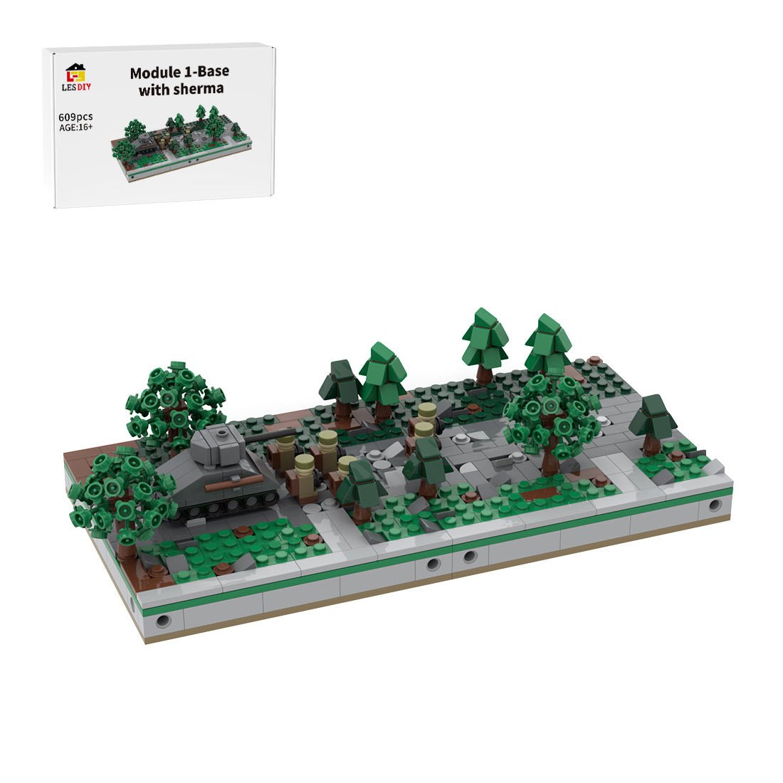 MOC - 183062 Mini World War II Sand Table - Module 1 - Base with sherman Klemmbausteine - LesDiy - Klemmbausteine