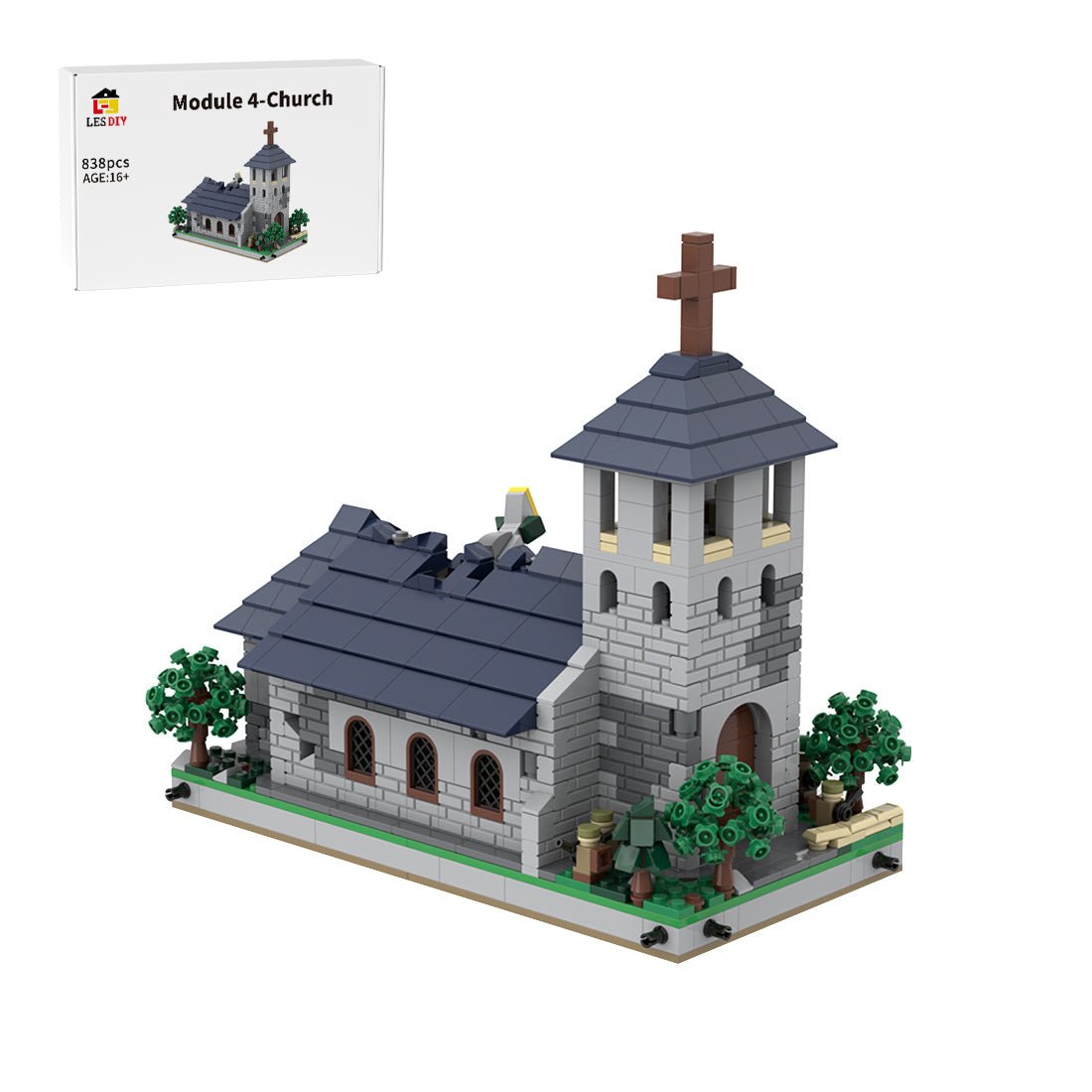 MOC - 183062 Mini World War II Sand Table - Module 4 - Church Klemmbausteine - LesDiy - Klemmbausteine