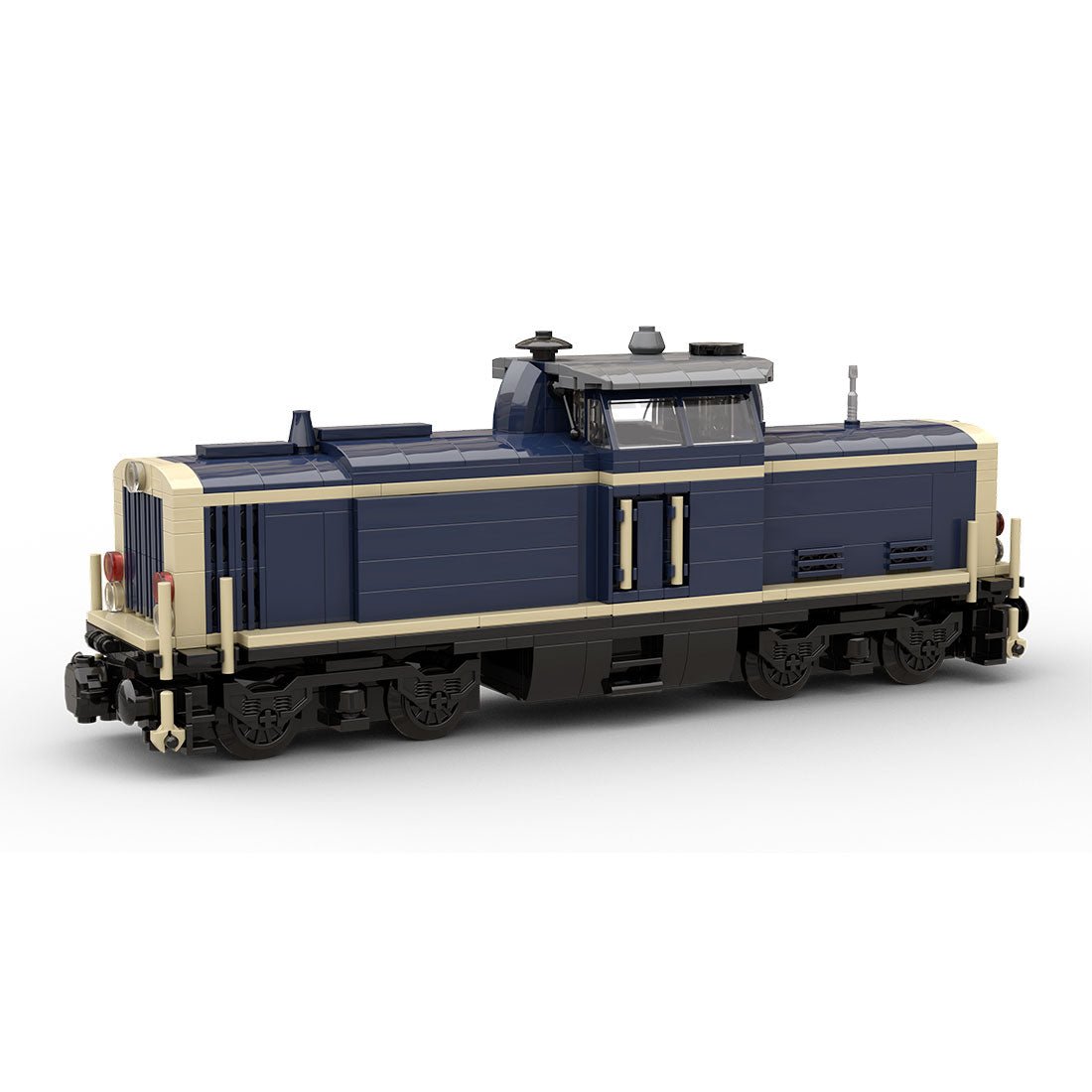 MOC - 191639 V100 German Cargo Locomotive "dark blue - tan" version 8W Klemmbausteine - LesDiy - Klemmbausteine