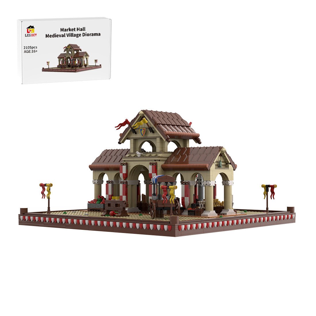 MOC - 207789 Market Hall - Medieval Village Diorama Klemmbausteine - LesDiy - Klemmbausteine