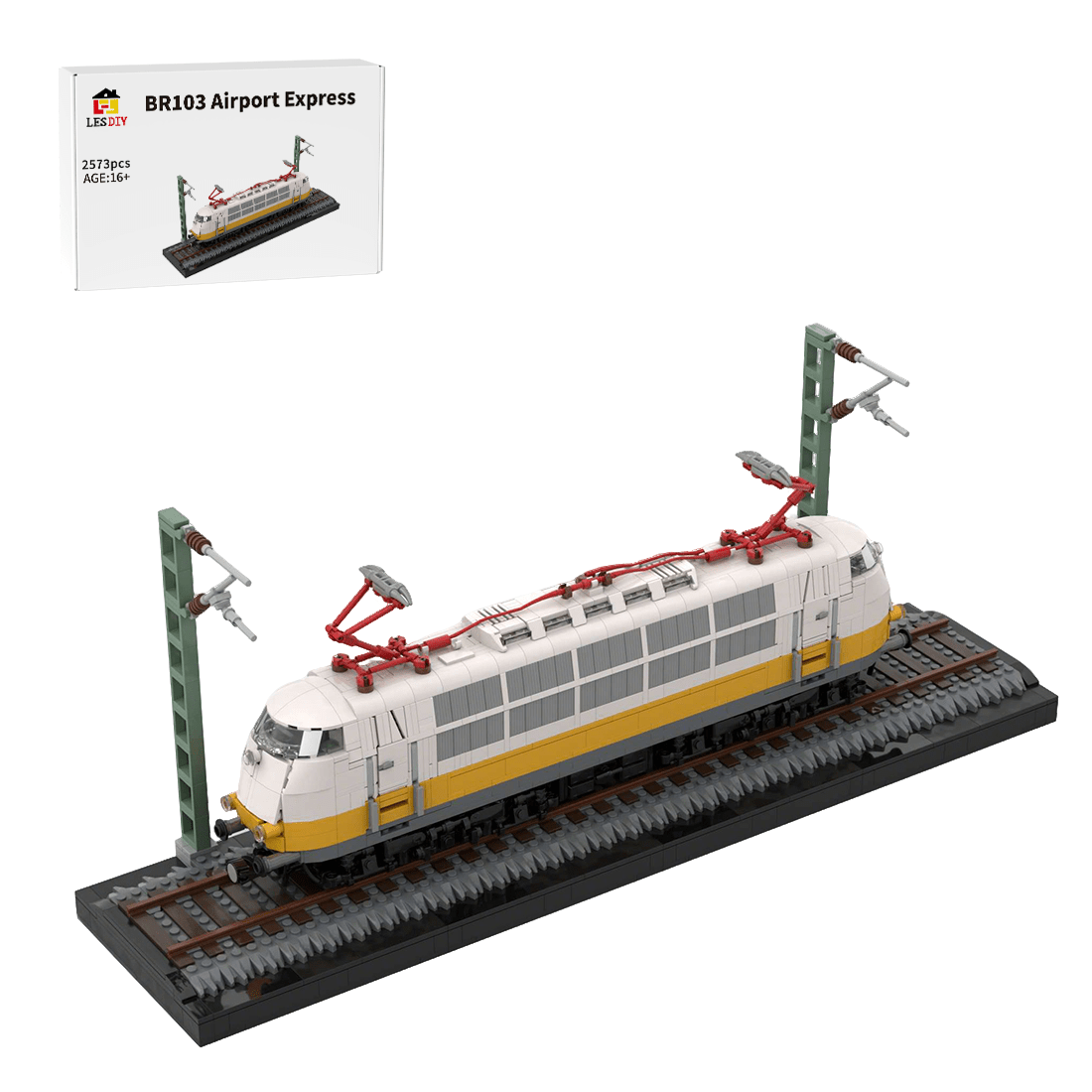 MOC - 212136 BR103 Airport Express (white / yellow) Klemmbausteine - LesDiy - Klemmbausteine
