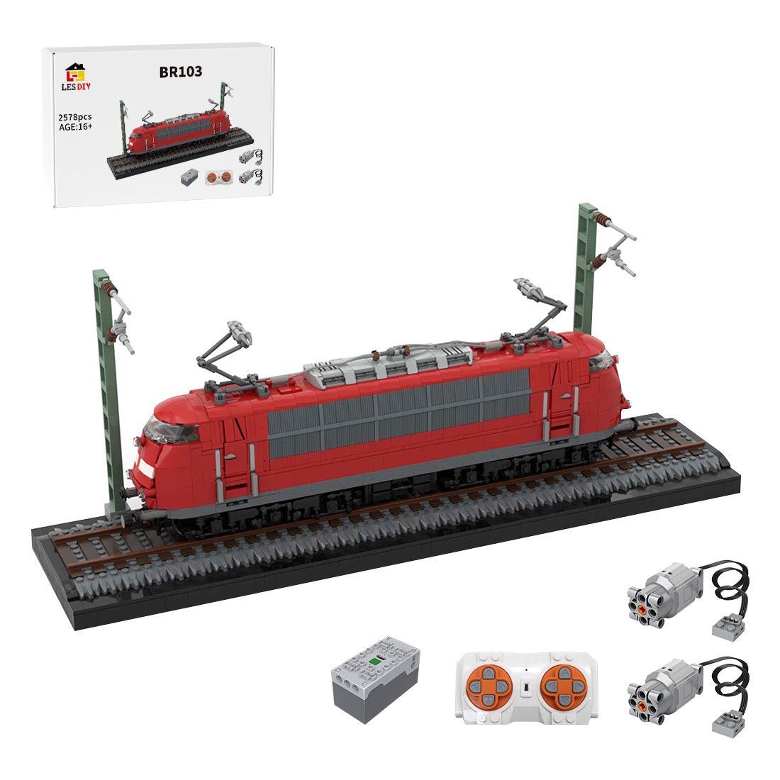 MOC - 212170 German BR103 Locomotive (red) Klemmbausteine - LesDiy - Klemmbausteine